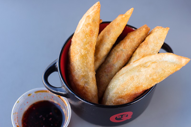 Rich and slightly spicy, BoBQ's vegetarian-friendly dumplings are filled with cabbage, tofu and jalapeños. - MABEL SUEN