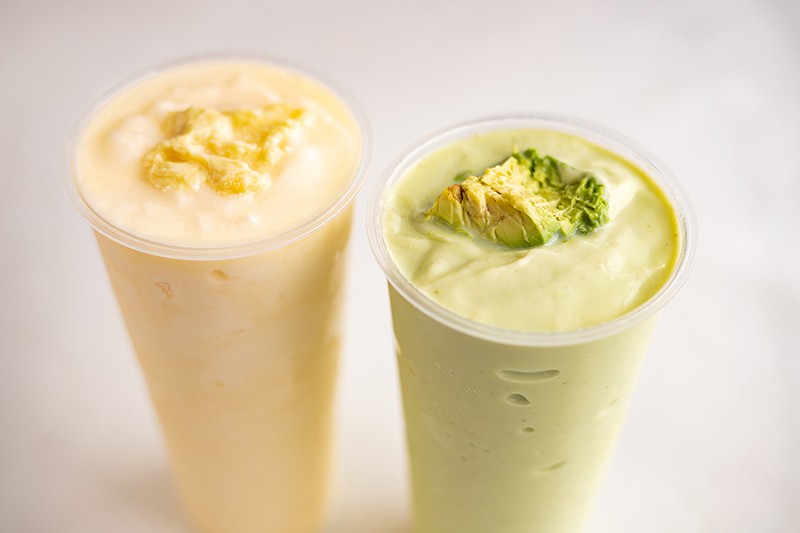 Durian (pictured left) and avocado smoothies. - MABEL SUEN