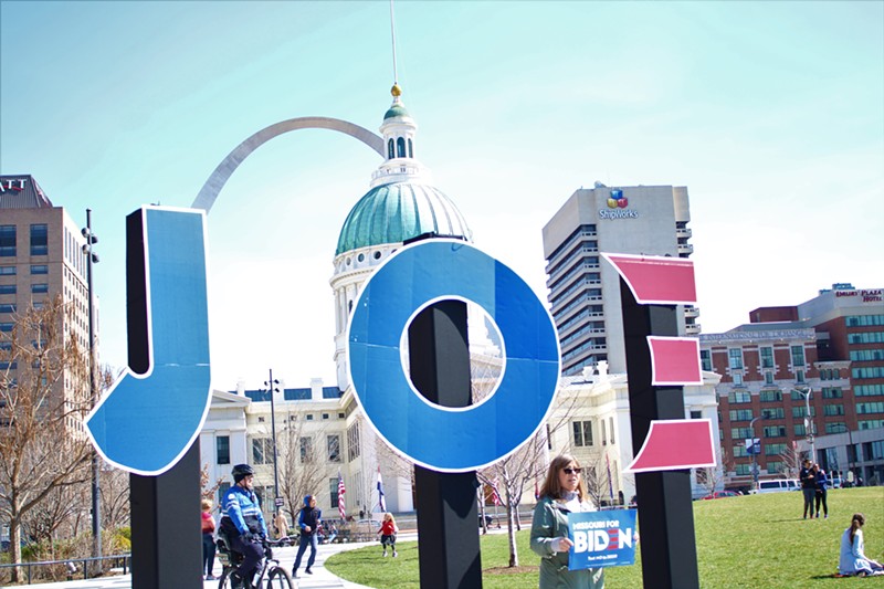 Joe Biden supporters filled Kiener Plaza for the presidential candidate's campaign rally. - JENNA JONES