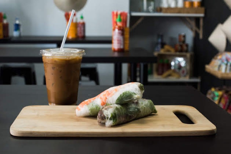 Vietnamese iced coffee and spring rolls. - TRENTON ALMGREN-DAVIS