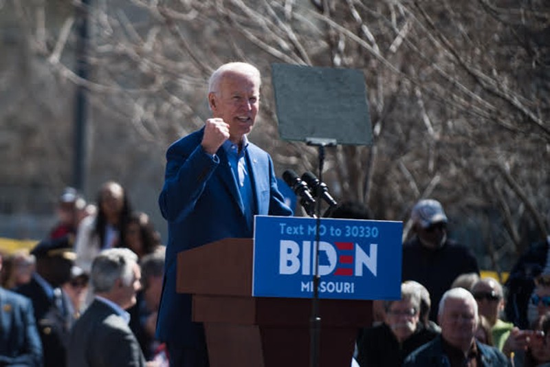 Former Vice President Joe Biden rallied supporters on March 7 in St. Louis. - TRENTON ALMGREN-DAVIS