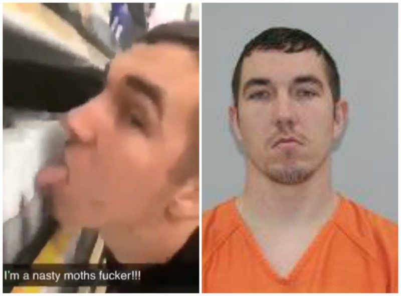 Cody Pfister filmed himself licking items at Walmart, authorities say. - SCREENGRAB/WARREN COUNTY POLICE