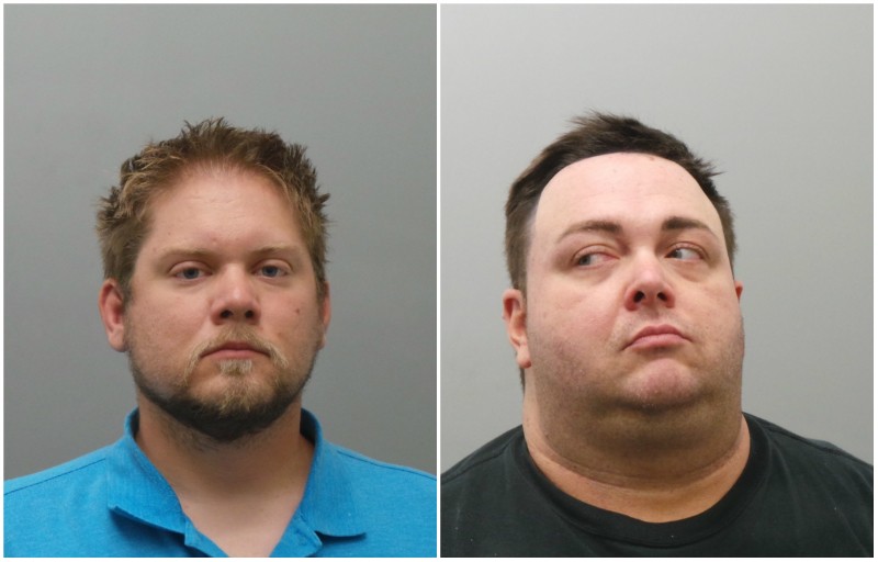 Velda City police officers Matthew Schanz and Christopher Gage face assault charges. - COURTESY ST. LOUIS COUNTY POLICE