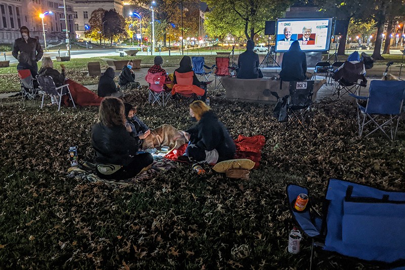 A Resist STL watch party at Poelker Park brought activists downtown on election night. - DANNY WICENTOWSKI