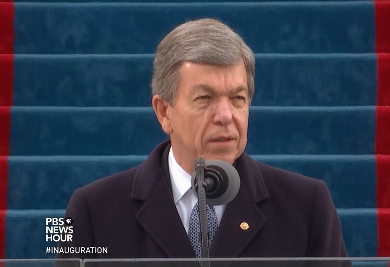 Roy Blunt, seen here not feeling contempt for Donald Trump (apparently) during the 2017 inauguration. - SCREENSHOT VIA YOUTUBE/PBS