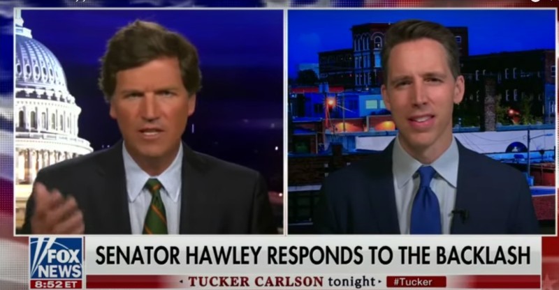 We can always count on a hardboiled interviewer like Tucker Carlson to ask the probing questions. - screengrab via YouTube