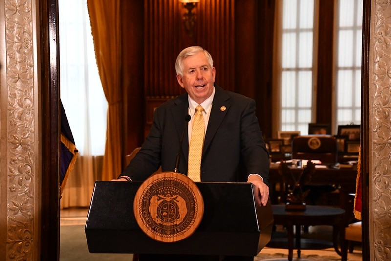 Missouri Gov. Mike Parson discusses the state's unemployment system during a press conference on Feb. 5. - COURTESY MISSOURI GOVERNOR'S OFFICE