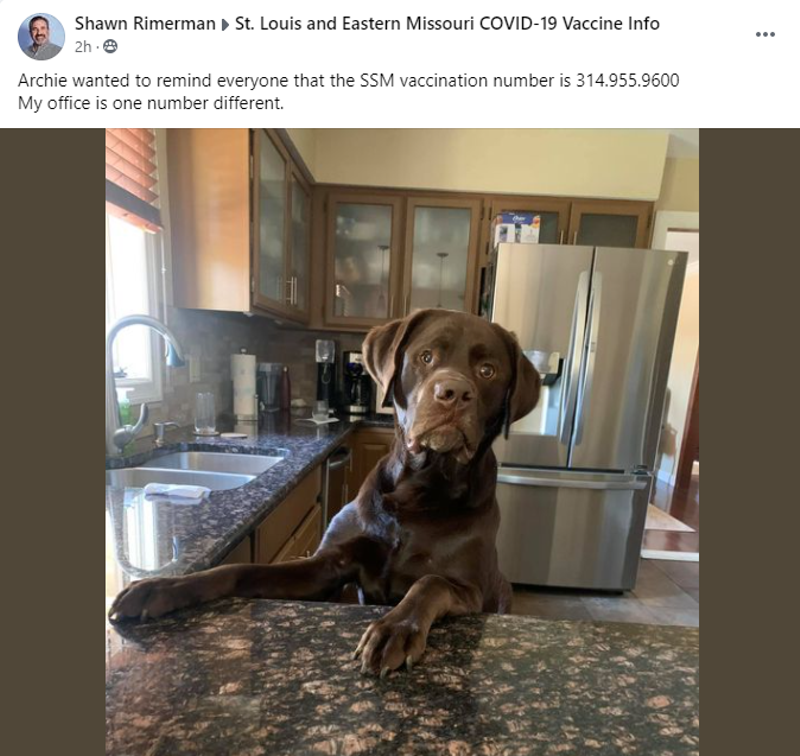 Shawn Rimerman, president of ComForCare for the St.Louis-Missouri region, tried posting on Facebook to quell the mistaken calls.  The post, removed after two days, yielded no effect. - Screenshot