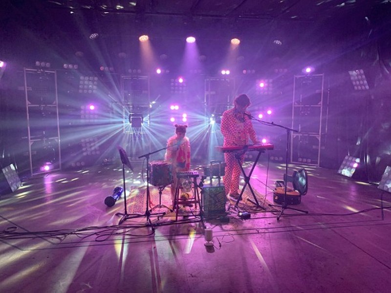 The Electric Toothbrush Sisters performing on Arch City Audio Visual's massive soundstage in March. - VIA  ARCH CITY AUDIO VISUAL