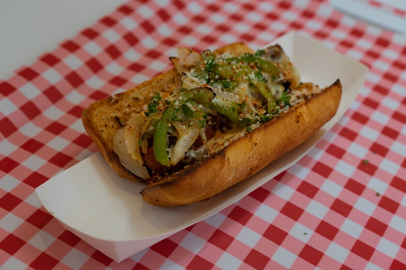The forthcoming Philly Cheesesteak dog. - HOLDEN HINDES