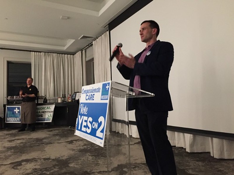 John Payne, pictured here at a speaking event, is the campaign manager for Legal Missouri 2022. The organization is hoping to legalize recreational marijuana and expunge nonviolent marijuana offenders' records with a new ballot initiative. - JAIME LEES