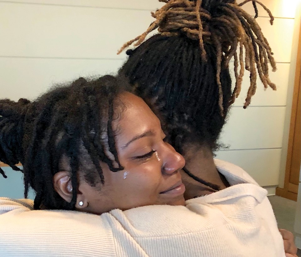 Deja Holland, left, embraces Najae Jordan after their trial in December 2019. - COURTESY THOMAS SANFILIPPO