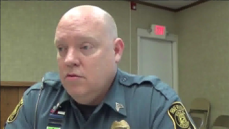 Riverview police Sgt. Jason Groves in his on-camera deposition. - SCREENGRAB