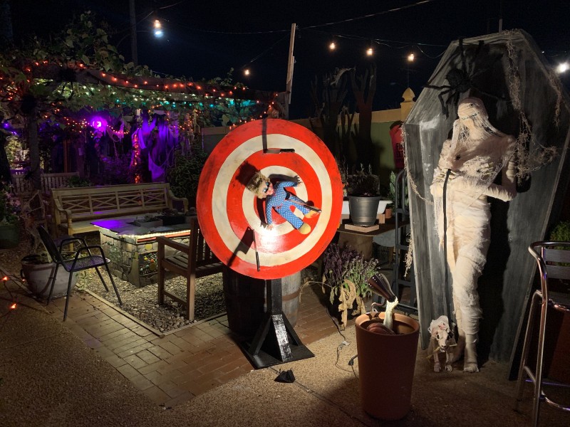 The outdoor area has been updated with lights, spooky decorations, creepy-crawlies, ghosts, spiderwebs and more. - JAIME LEES