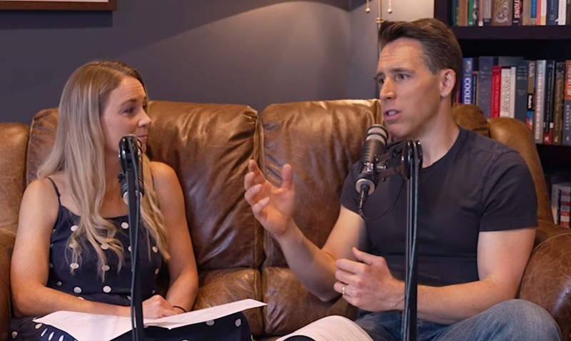 Here's Josh Hawley and his wife, laying down what is surely one of the worst podcasts in history. - SCREENSHOT FROM THIS VIDEO