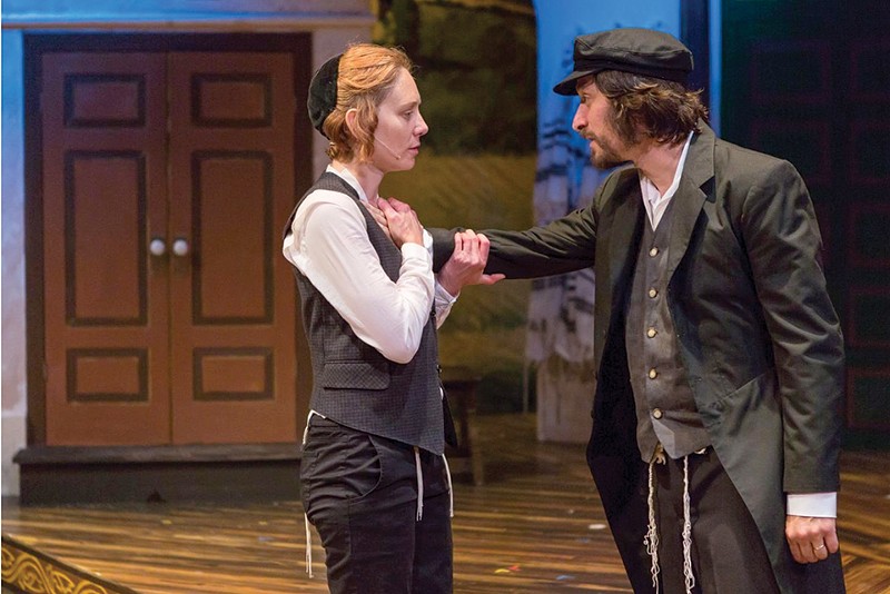 Andy Neiman performing as Avigdor with Shanara Gabrielle as Yentl in the New Jewish Theatre production of Yentl in 2016. "Neiman is instantly likable in the role," wrote Riverfront Times theater critic Paul Friswold. - ERIC WOOLSEY