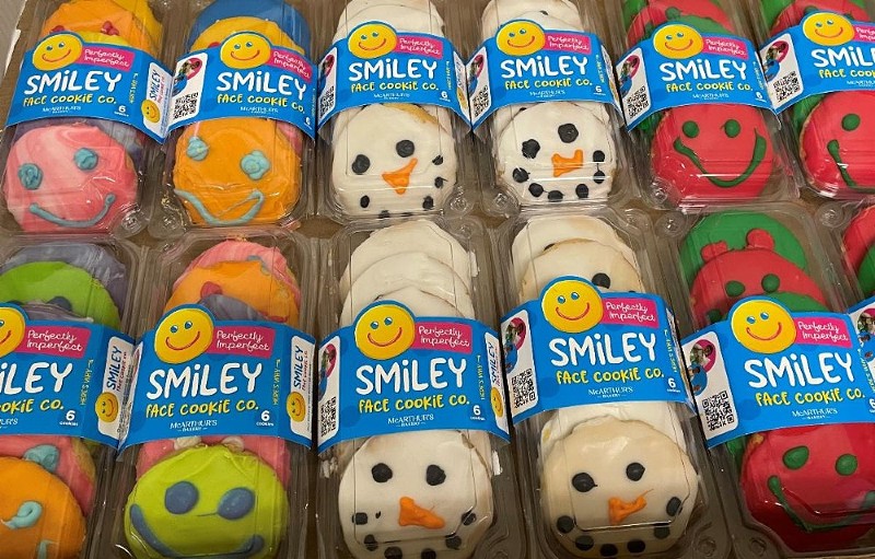 Snowmen and smiley faces on cookies hit the shelves today. - COURTESY SMILEY FACE COOKIES