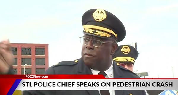 Screenshot from police chief John Hayden's press conference following this morning's fatal accident. - FOX2NOW