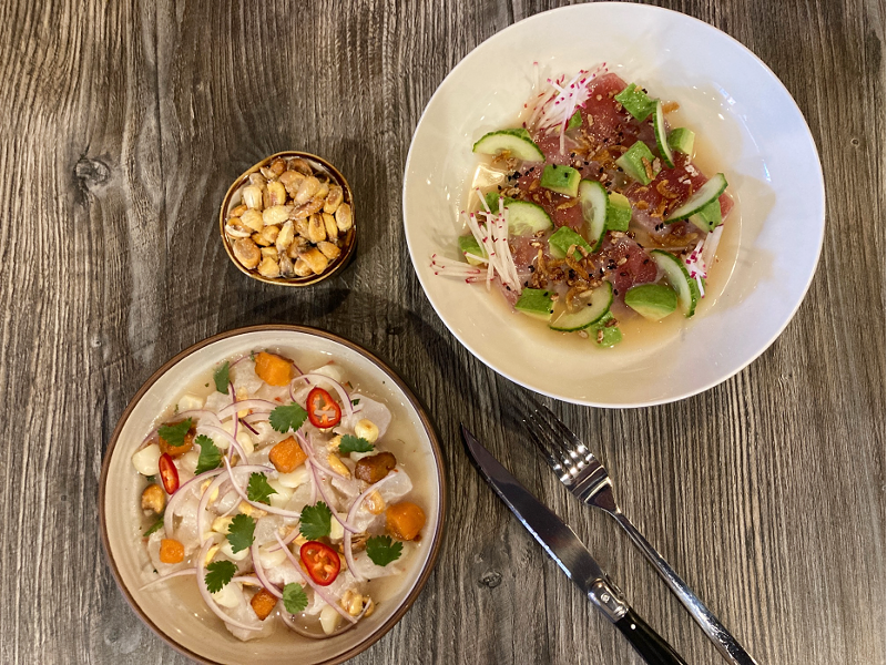 Classic flounder ceviche and tuna tiradito are two of Jalea's small plates. - CHERYL BAEHR