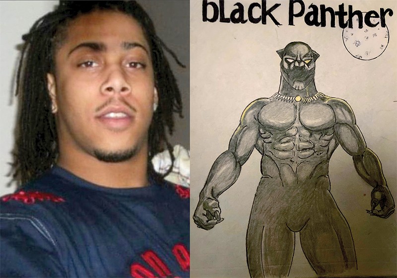 Deilo Rogers sketched Black Panther while incarcerated - COURTESY OF WANDA PARKER