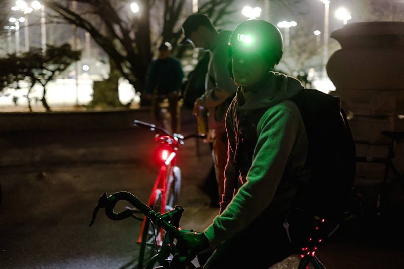 A Bici rider in Tower Grove Park ready for the Friday night ride. - Phuong Bui