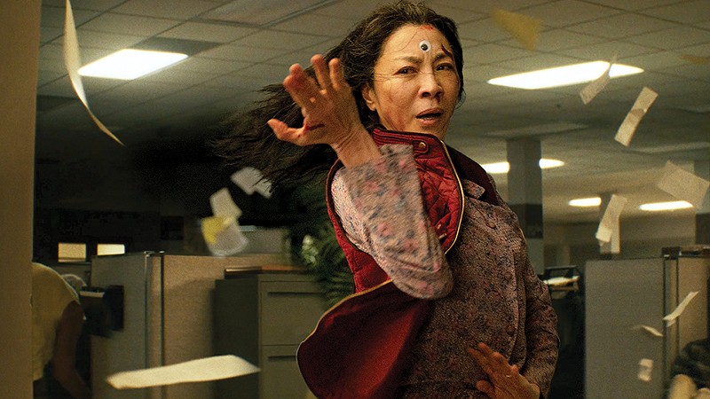 Michelle Yeoh stars in the deranged sci-fi adventure flick Everything Everywhere All at Once. - AGBO/A24