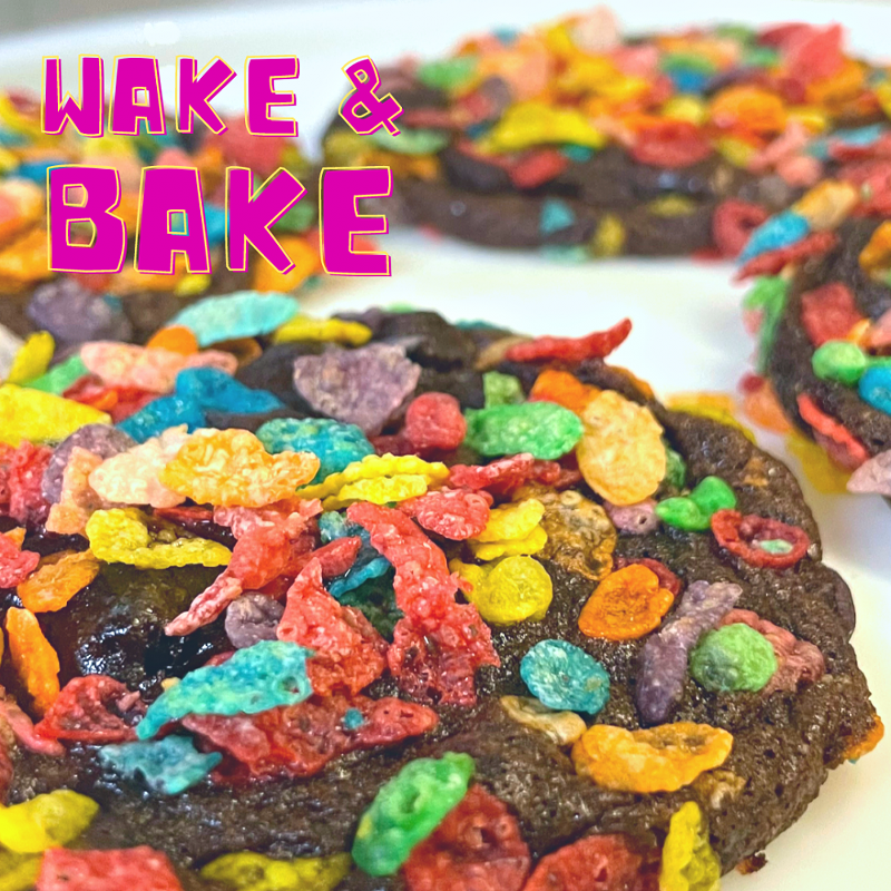 The "Wake and Bake" cookie has chocolate brownies, caramel and fruity cereal in it. - Courtesy Hot Box Cookies