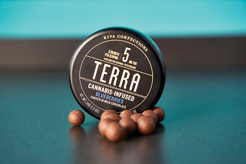 These cannabis edibles contain milk chocolate, a blueberry and THC. - Theo Welling