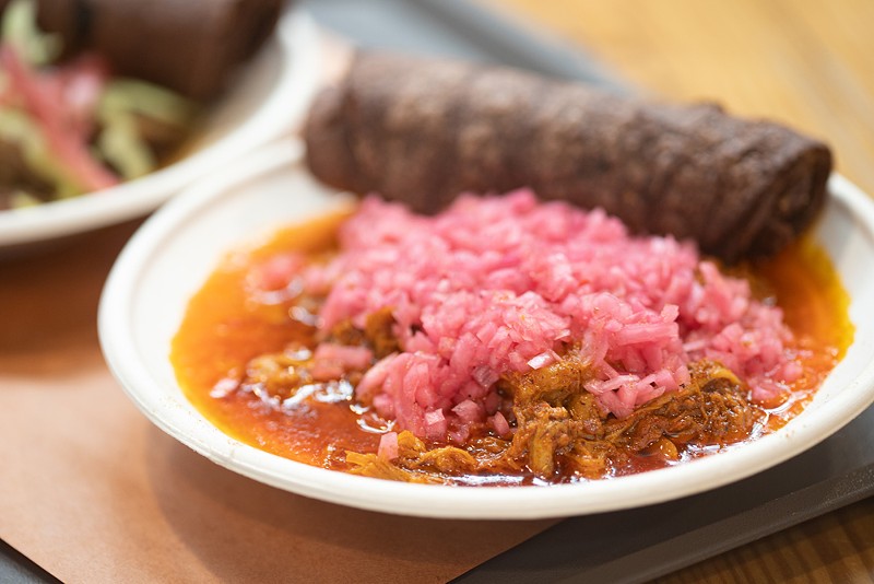 Cochinilla pibil de Sureste is one of his most exciting dishes.  - MABEL SUEN
