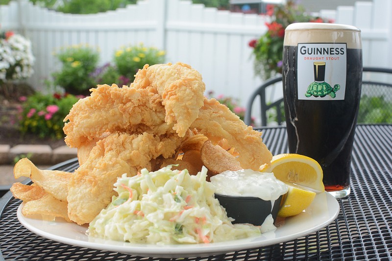 Clancy's fish and chips is hand-breaded pollock served with fries, coleslaw, house-made tartar sauce and fresh lemon. - ANDY PAULISSEN