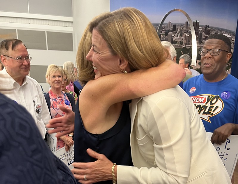 Trudy Busch Valentine greets supporters after winning Missouri's Democratic primary. - JESSICA ROGEN