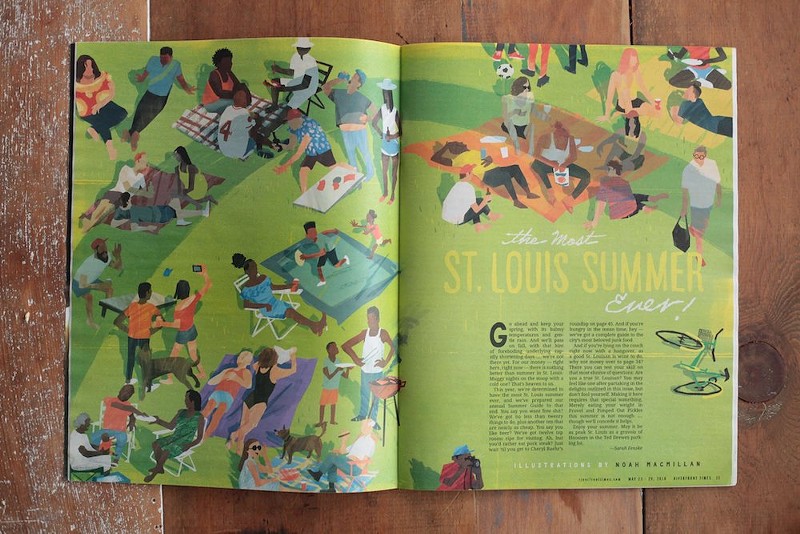 RFT art director Evan Sult commissioned MacMillan to do a two page summer guide illustration. - NOAH MACMILLAN VIA EVAN SULT