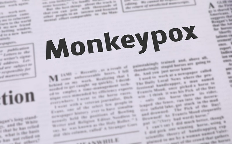 Newspaper with Monkeypox headline.