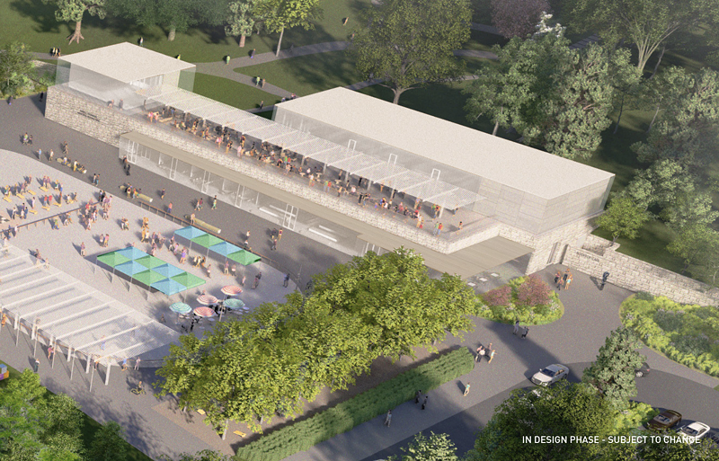 Design drawings of the Steinberg Pavilion and Rink. - Forest Park Forever