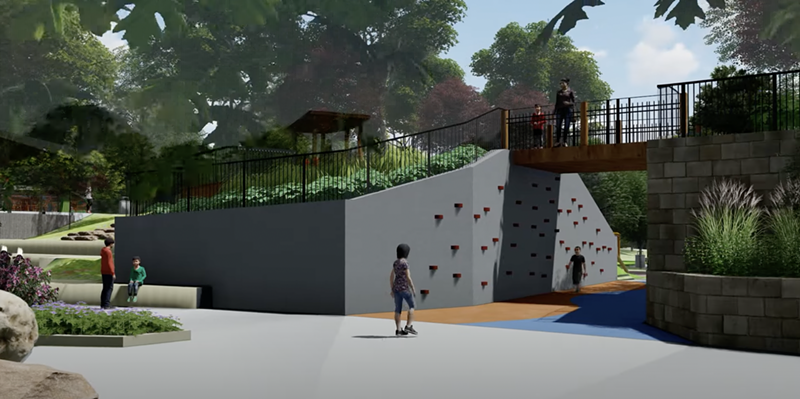 A look at a rock climbing wall at the new Brentwood Park, set to open in the spring of 2023. - VIA CITY OF BRENTWOOD