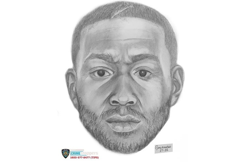 A sketch of the man who allegedly attacked a St. Louis woman in NYC. - NYPD