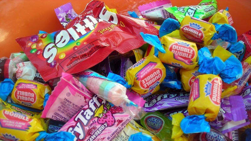 A close up look at a variety of candy.