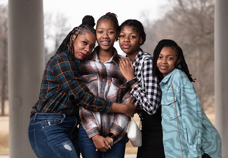 Central Visual and Performing Arts High School sophomore Je'Rya Luster (second from left) initially thought October's school shooting was a drill.