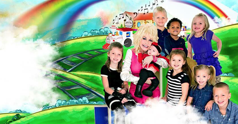 All praise her - A promotional photo for Dolly Parton's Imagination Library