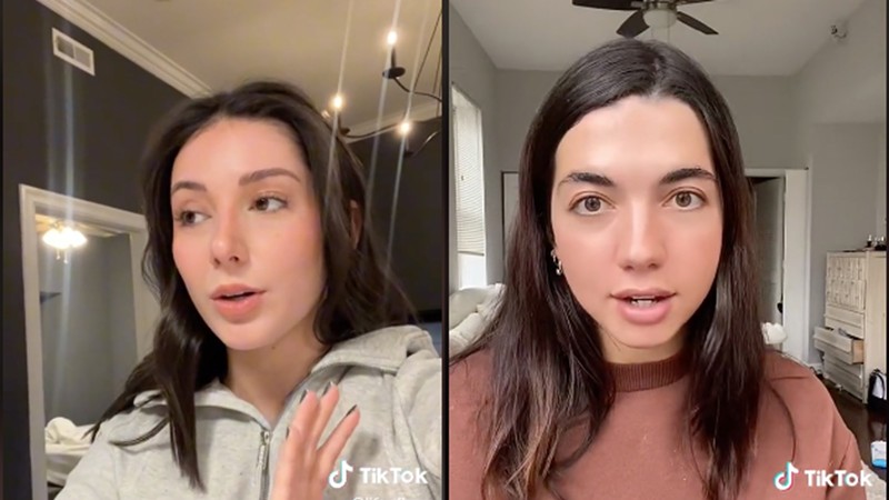 Liesel Julsrud (left) found out that the guy she was seeing was cheating on her after seeing a TikTok that Sophia Marren (right) made. The girls jokingly say that the cheater had a type, since they look similar.