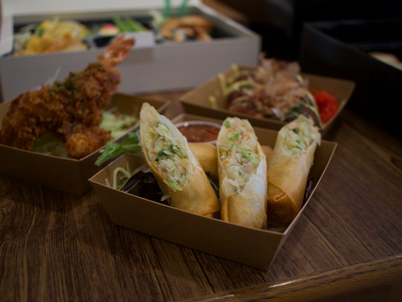 Egg rolls are available as an appetizer or bento box accompaniment