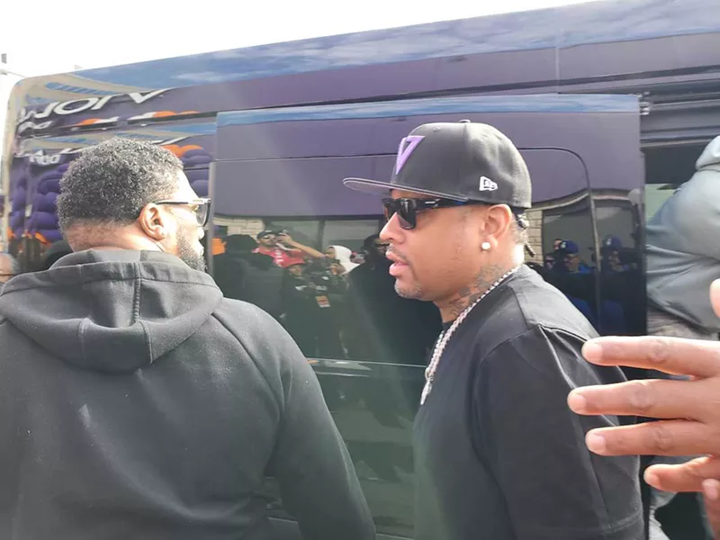 Allen Iverson arriving at Viola STL on Saturday.