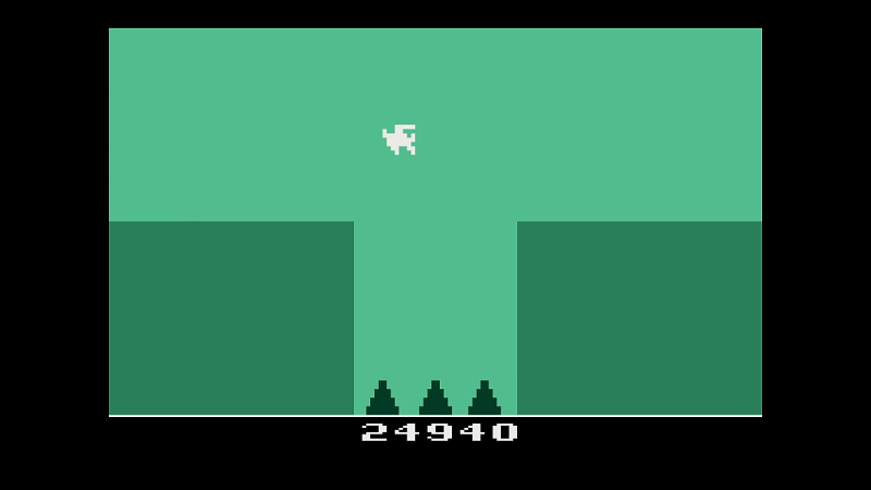 Mr. Run and Jump on the Atari 2600 Video Computer System or VCS has toned down graphics.