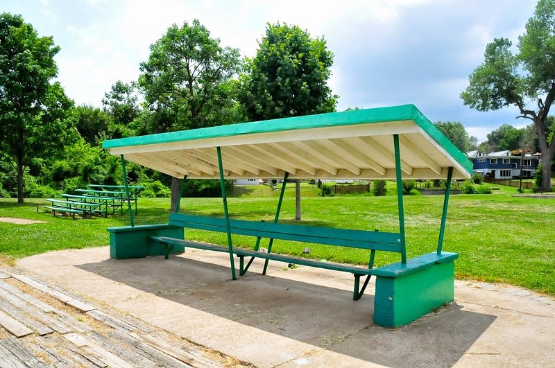 At his website St. Louis City Talk, Mark Groth praised the Fultz Field bench shelters as his favorite in the city. The Parks Department has now removed them. - ST. LOUIS CITY TALK