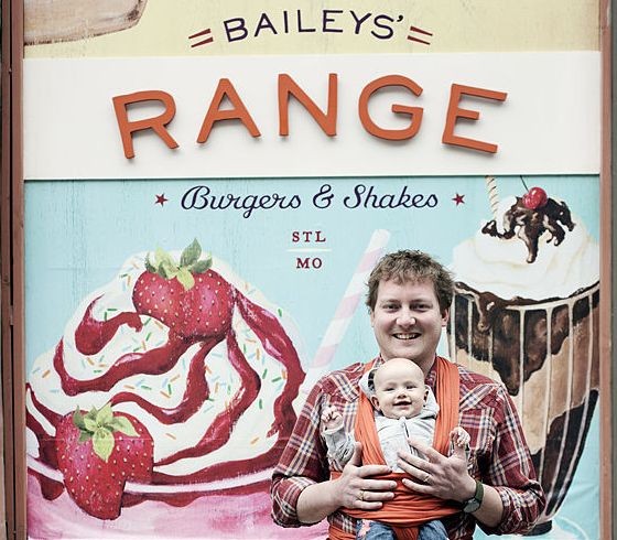 A young Dave Bailey with his daughter, who was born the week Baileys' Range opened. - Jennifer Silverberg