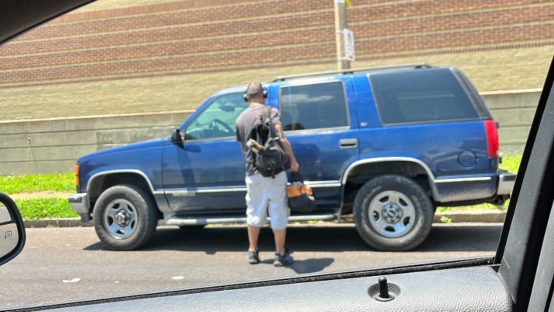 Photo of alleged scrap thief caught in the act by security at the old St. Alexius Hospital's Jefferson Campus.