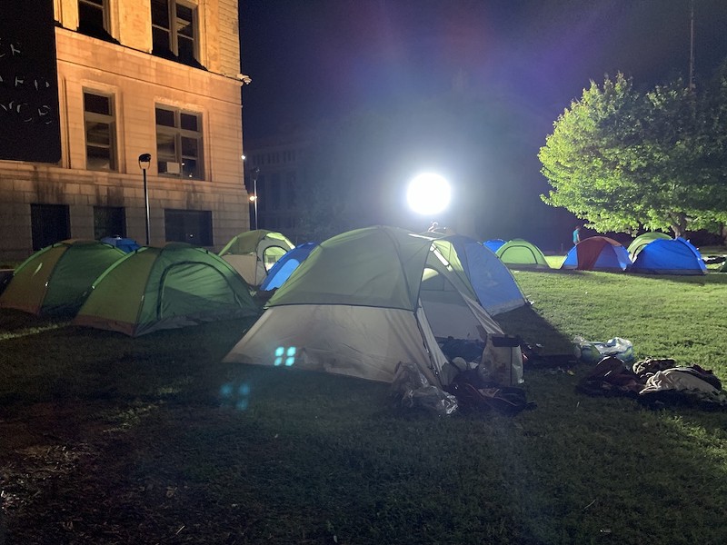 The tent camp sat in the shadow of St. Louis City Hall.