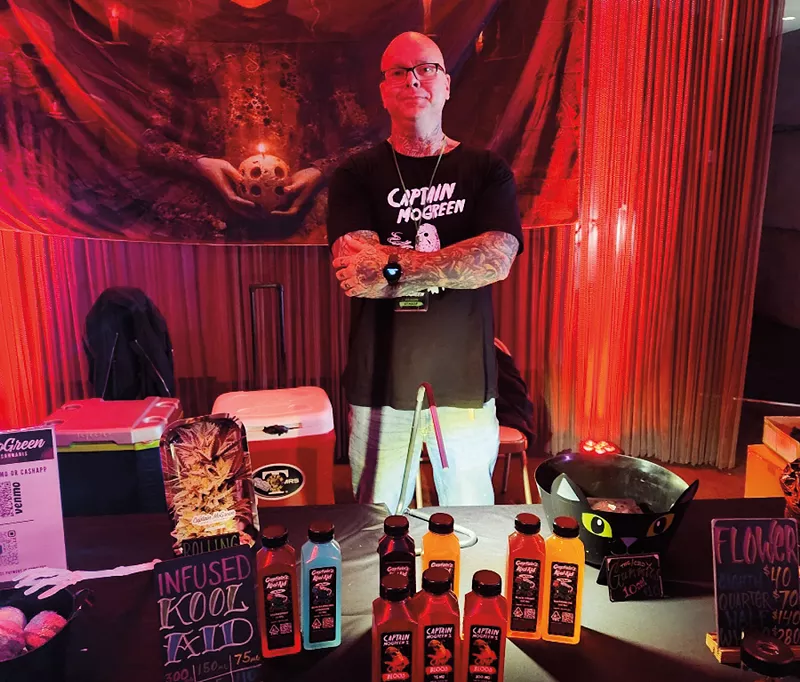 Sean Garrison, a.k.a. Captain Mo Green, at his Friday the 13th-themed cannabis event at .Zack. Now that recreational use is legal, events have become part of his oeuvre.