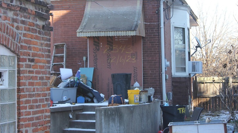 The back side of the house on Virginia Avenue condemned by the city.