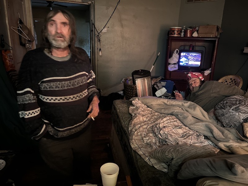 Jerry Randall and Darlene Hughes have rented from Dara Daugherty for 11 years. Both are disabled and, Randall says,  "ain't got nowhere to go." - MIKE FITZGERALD